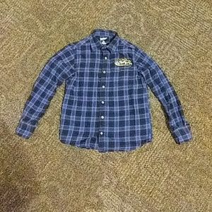 Blue "Biker" Button up long sleeve shirt